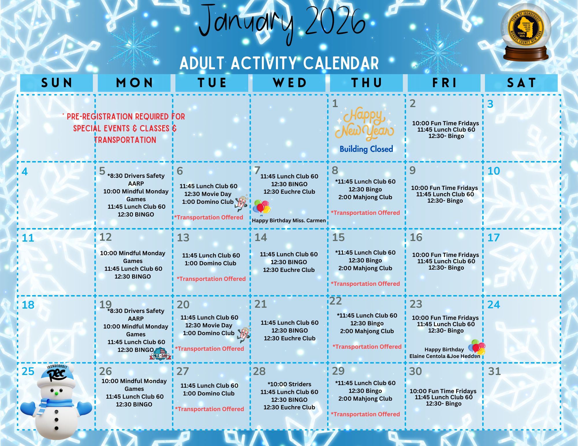 Jan Activity Calendar 